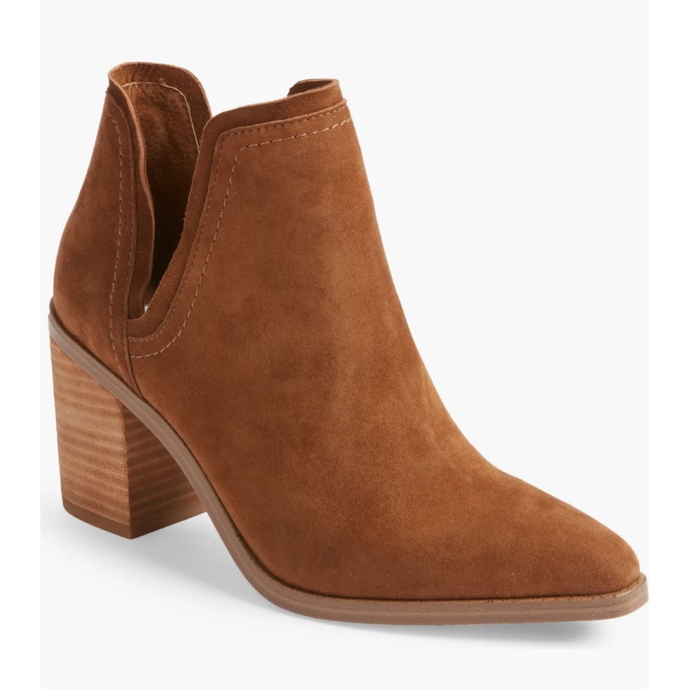 STEVE MADDEN Havannah Pointed Toe Bootie (Women) Chestnut Suede.  6.5M  …